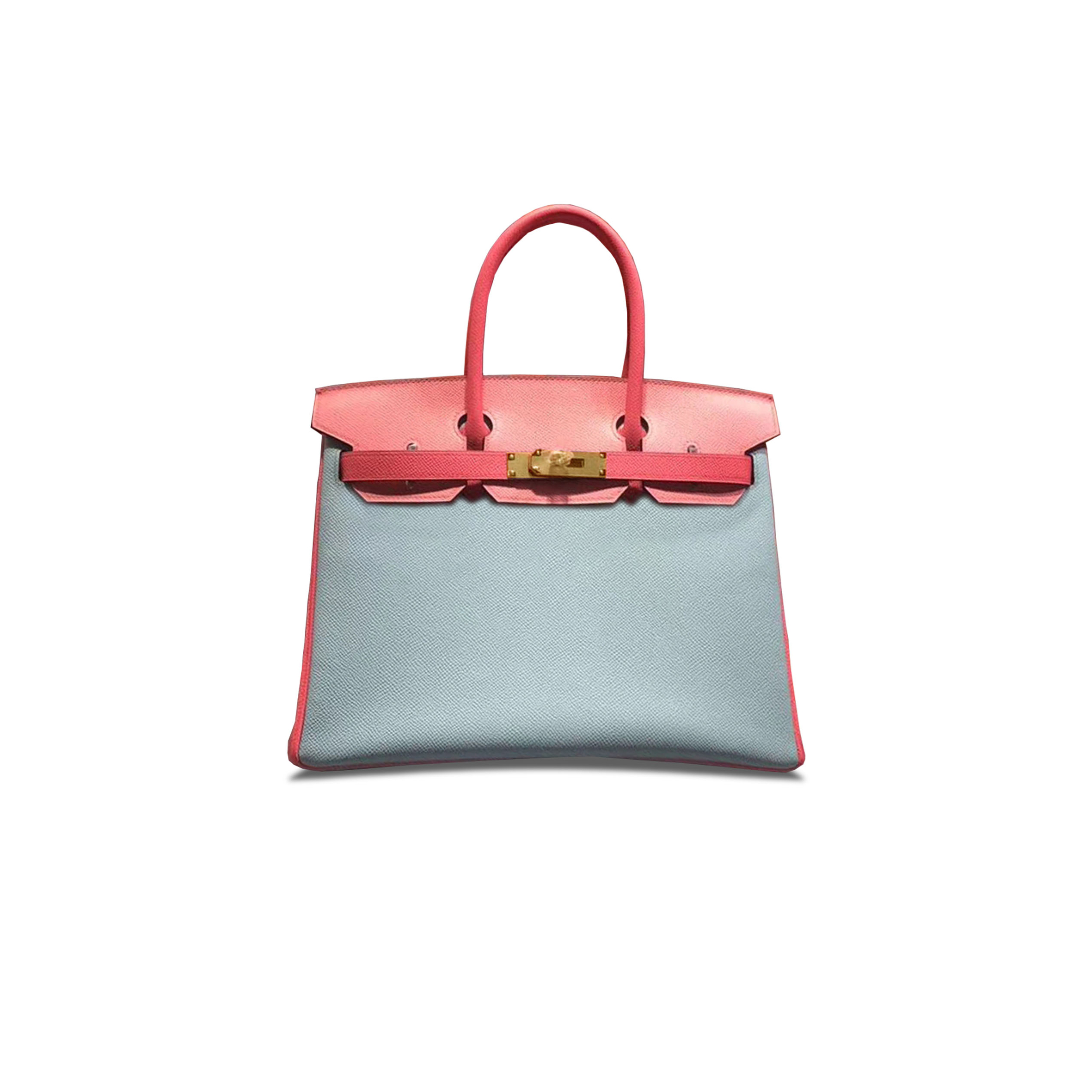 H**mes birkin 30 epsom macaron blue milkshake pink lipstick pink silver buckle h028369ck25 (30*23*15cm)